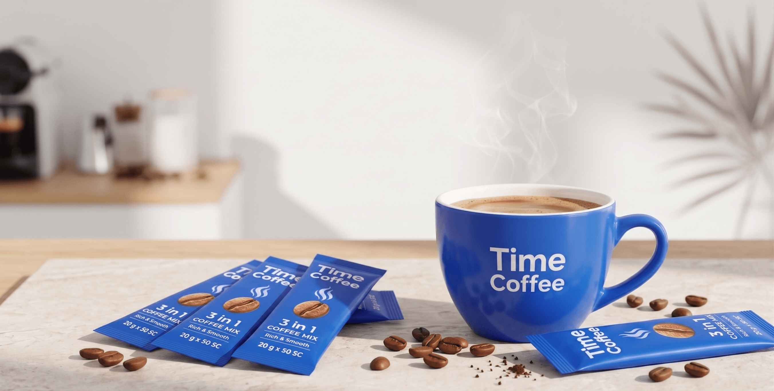 Қаҳваи ҳалшаванда 3 дар 1 TimeCoffee — қуттиҳои порционӣ